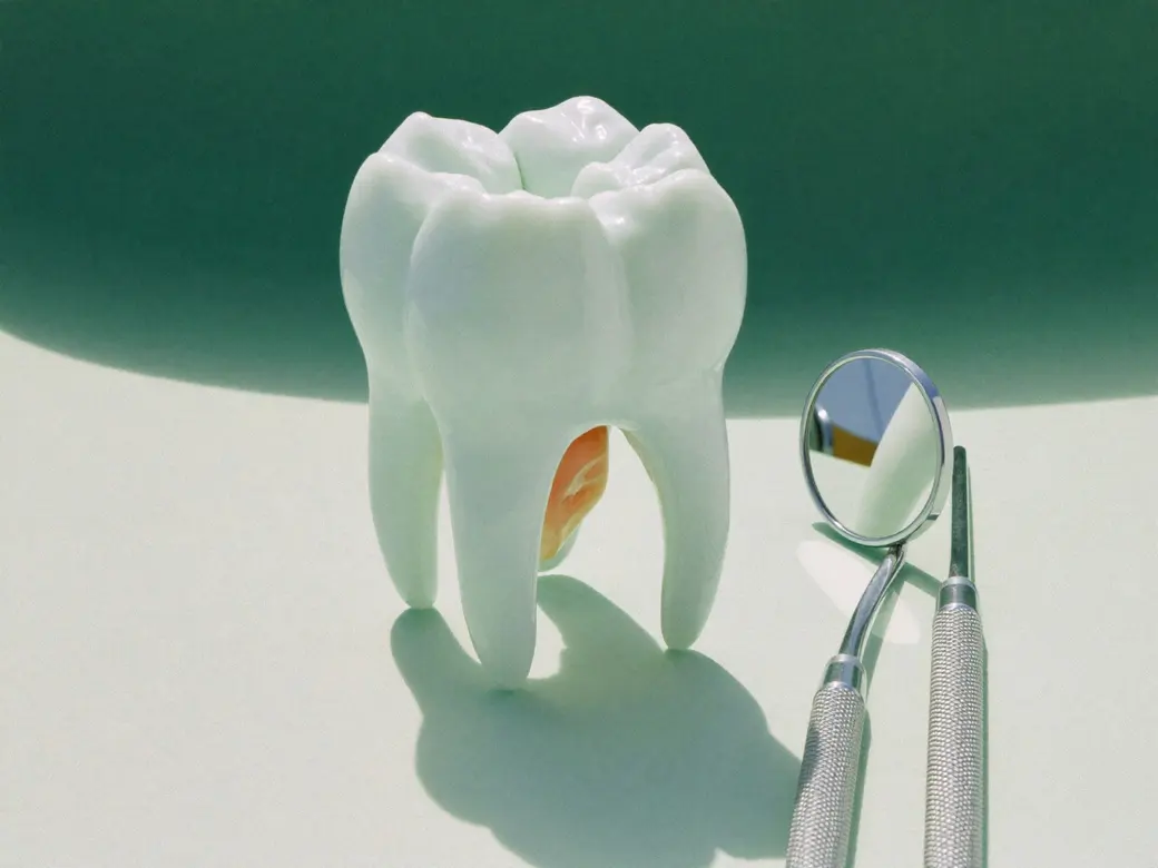 Composite resin syringes in several shades next to a dental mirror